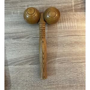 Vintage Wooden Massager Roller 2 Rolling Balls 9" Handle Health Circulation Tool